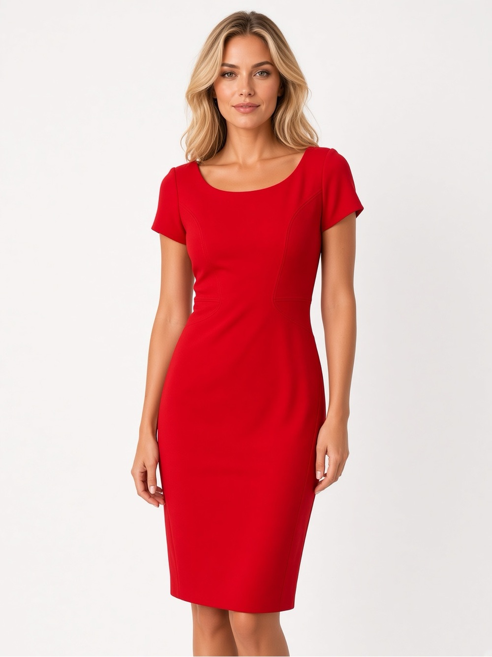 Zac Posen Red Scoop-Neck Sheath Dress
